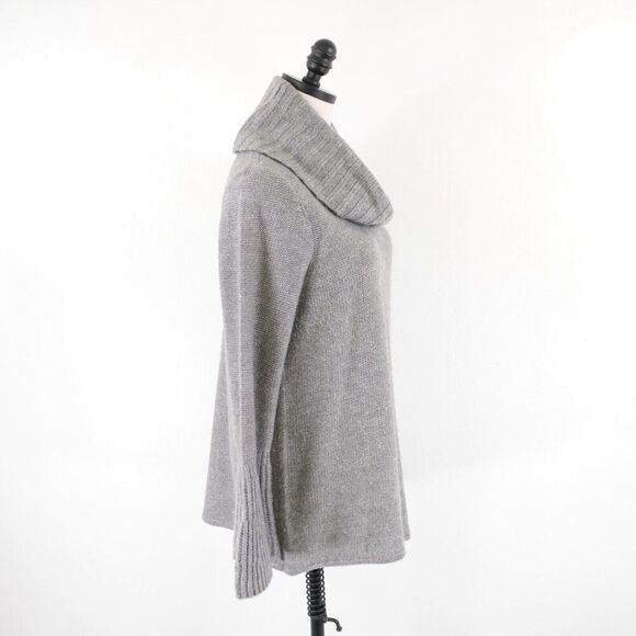 Saks Fifth‎ Avenue Gray Cowl Rolled Neck Large Flutter Sleeve Sweater Pullover - Picture 6 of 8